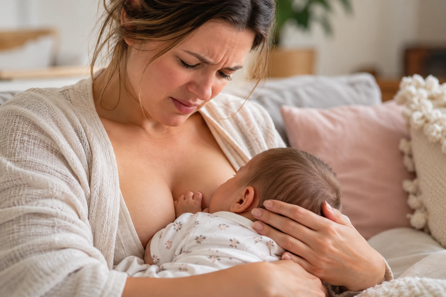 Mère et bébé pendant une tétée
